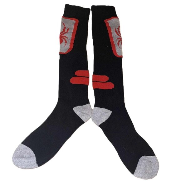 Spyder Wool Blend Ski Socks – Unisex, Size 4-10, Black/Red/Gray, Warm Winter Spo - Picture 1 of 6